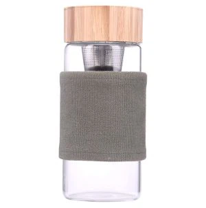 400ml بانس کے اندر اندر چٹائی کے ساتھ سنگل وال شیشے کی بوتل کی بوتل کے اندر